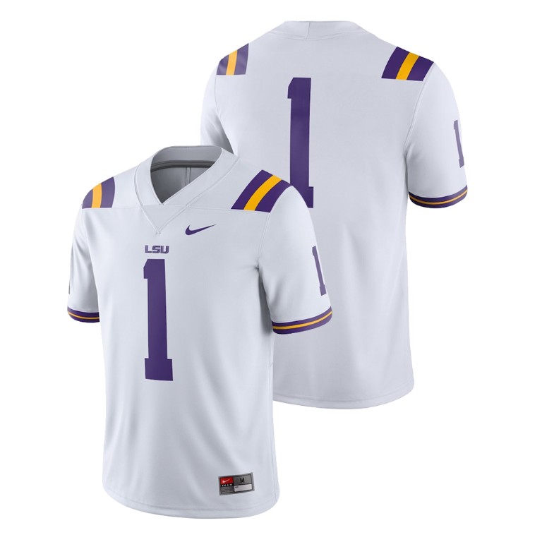 Men's White Nike College Football LSU Tigers 2018 Game Jersey