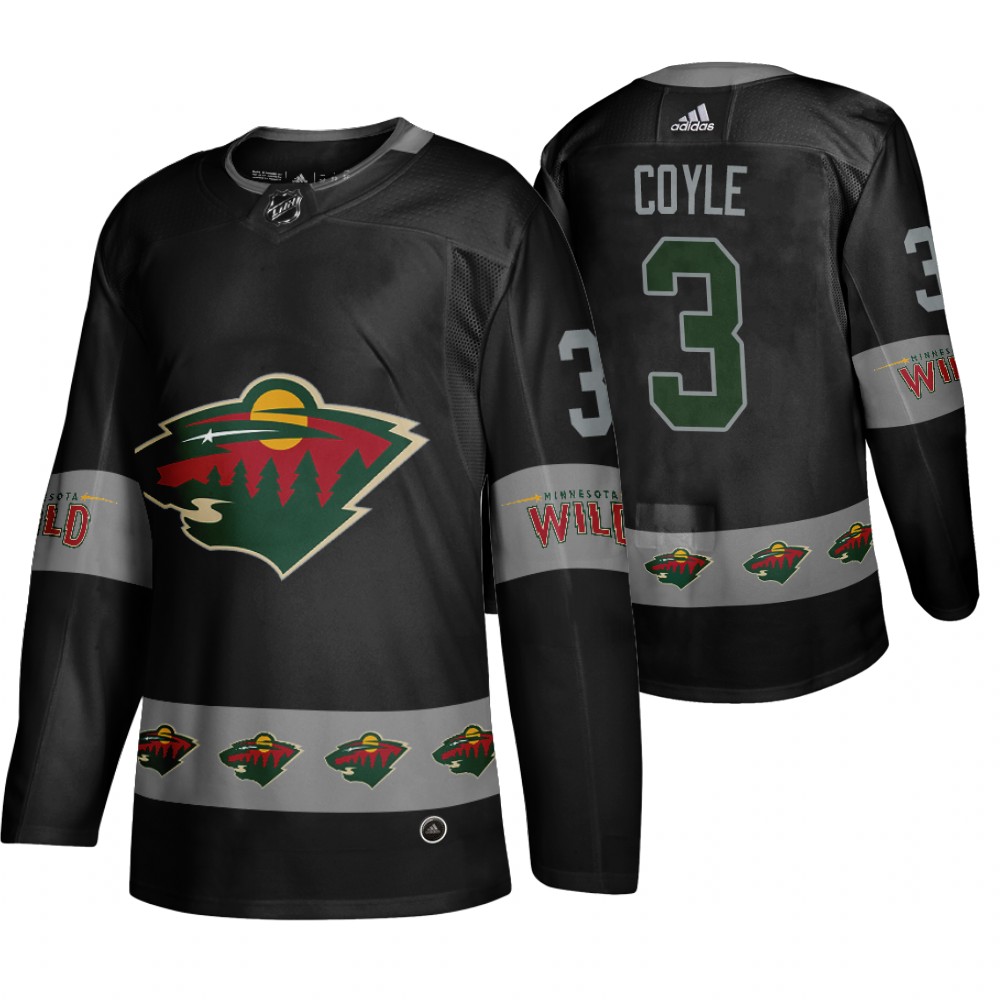Men's Wild #3 Charlie Coyle Logo sleeve Breakaway Jersey Black