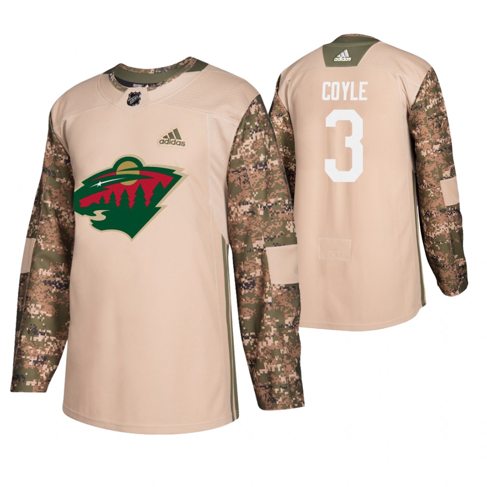 Men's Wild #3 Charlie Coyle Veterans Day Jersey - Camo