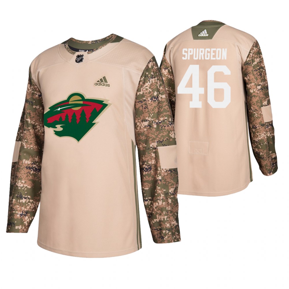 Men's Wild #46 Jared Spurgeon Veterans Day Jersey - Camo