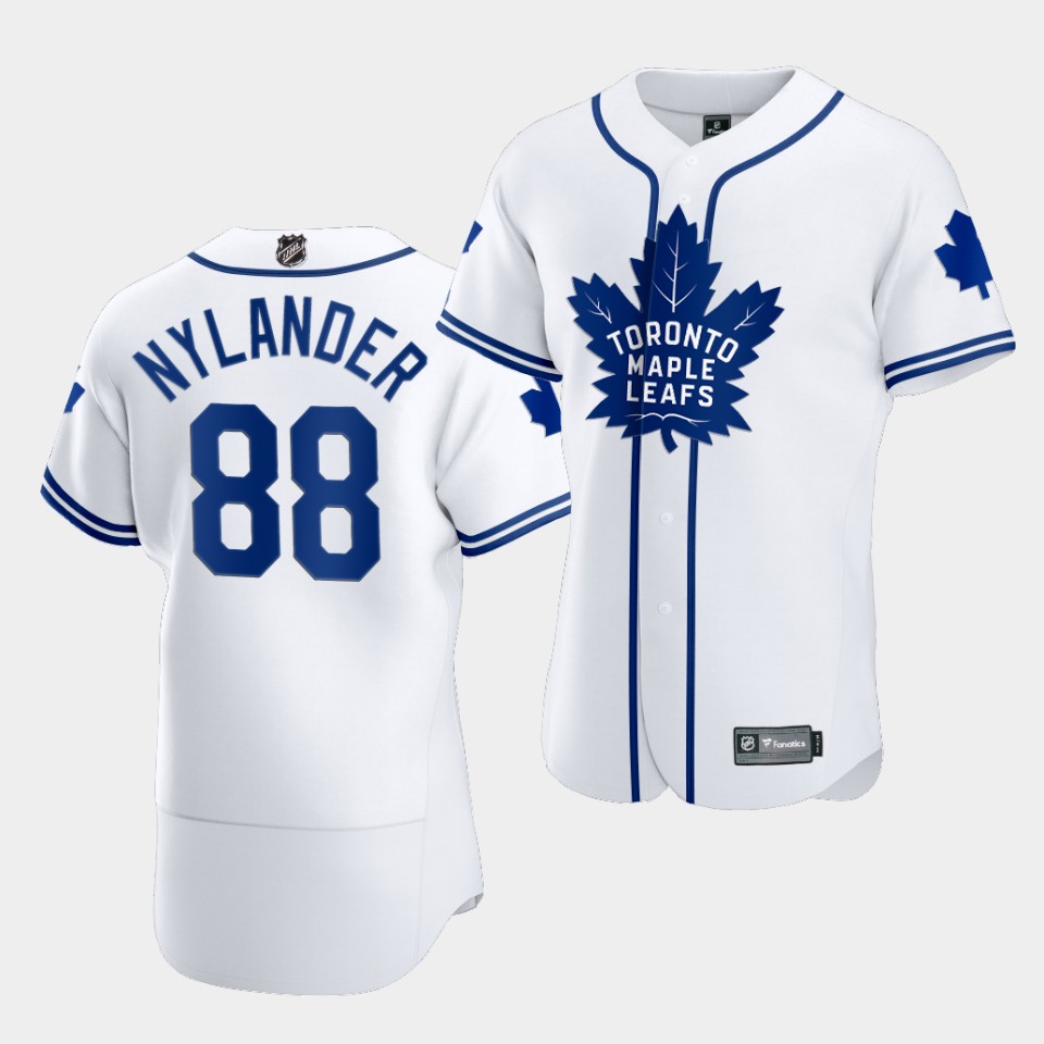Men's William Nylander Toronto Maple Leafs 2020 NHL X MLB Crossover Edition White Baseball Stitched