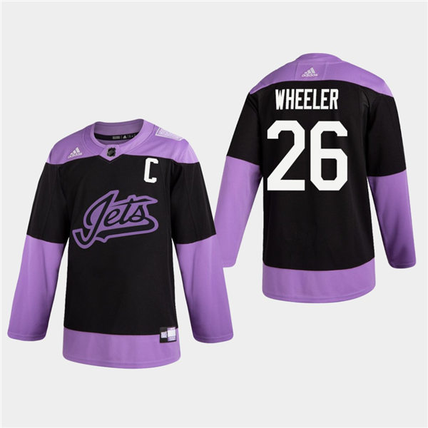 Men's Winnipeg Jets #26 Blake Wheeler Adidas Hockey Fights Cancer Practice Black Jersey Stitched