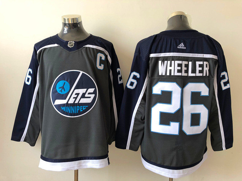 Men's Winnipeg Jets #26 Blake Wheeler adidas Gray 2021 NHL Season Reverse Retro Stitched Jersey Stitched‘’