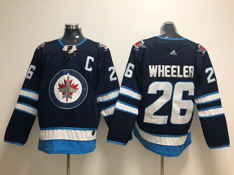 Men's Winnipeg Jets #26 Blake Wheeler adidas Navy Home Jersey Stitched
