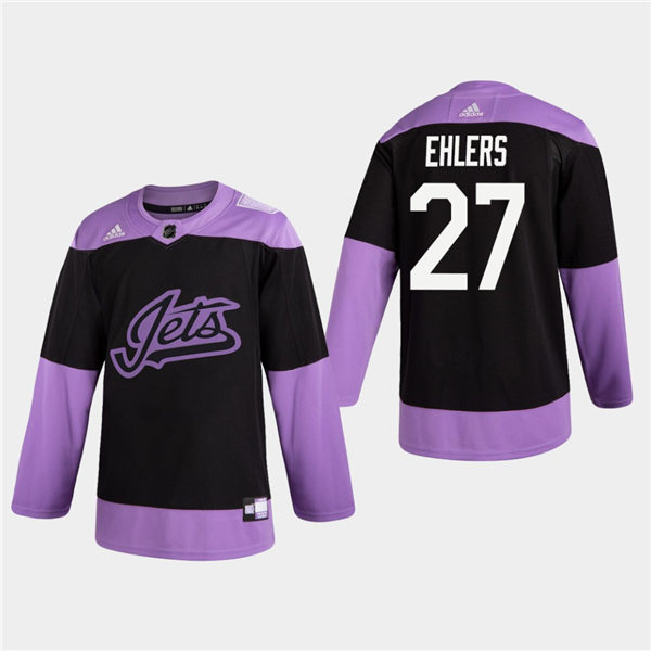 Men's Winnipeg Jets #27 Nikolaj Ehlers Adidas Hockey Fights Cancer Practice Black Jersey Stitched