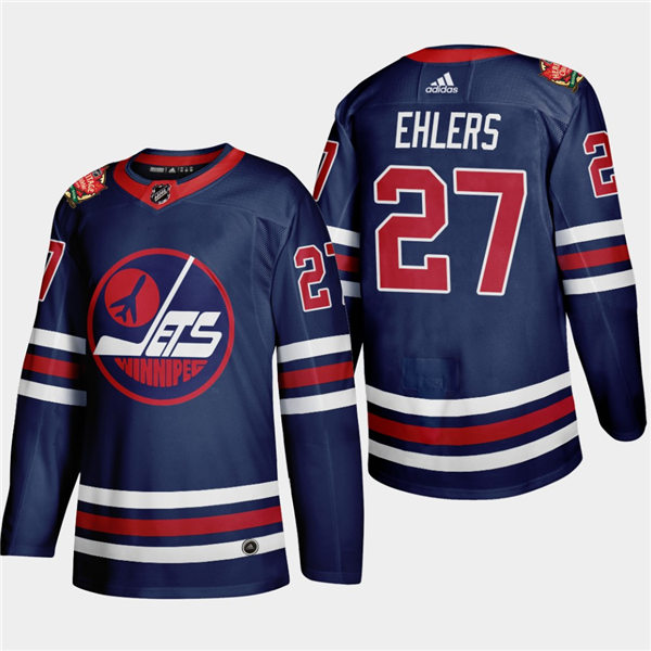 Men's Winnipeg Jets #27 Nikolaj Ehlers adidas 2019-20 Navy Heritage WHA Classic Jersey Stitched