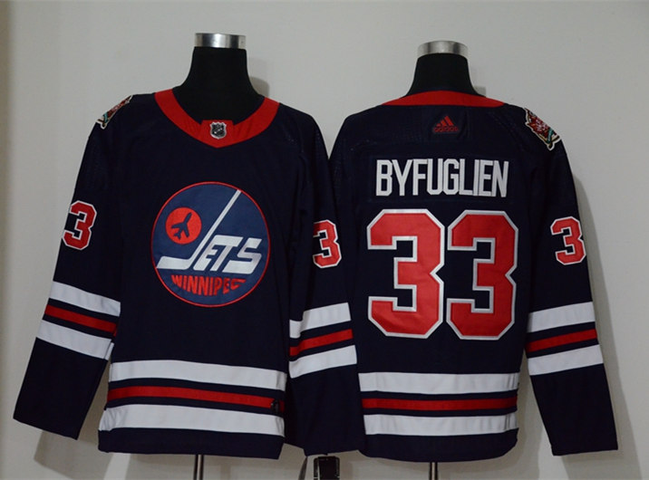 Men's Winnipeg Jets #33 Dustin Byfuglien adidas 2019-20 Navy Heritage WHA Classic Jersey Stitched