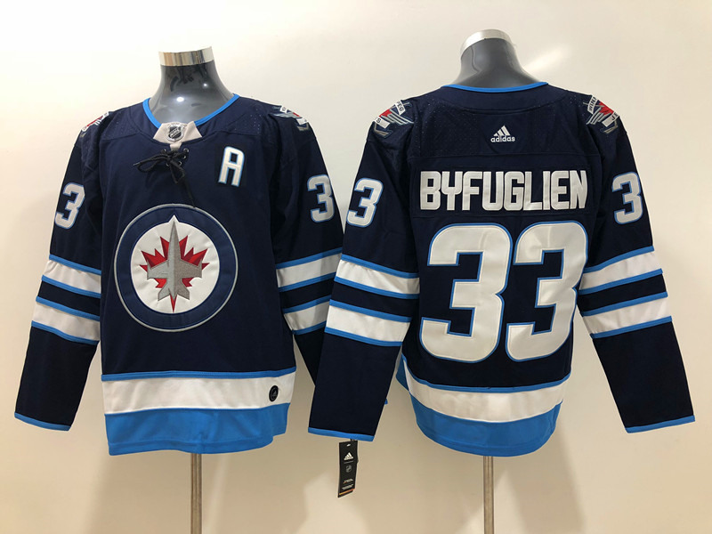 Men's Winnipeg Jets #33 Dustin Byfuglien adidas Navy Home Jersey Stitched