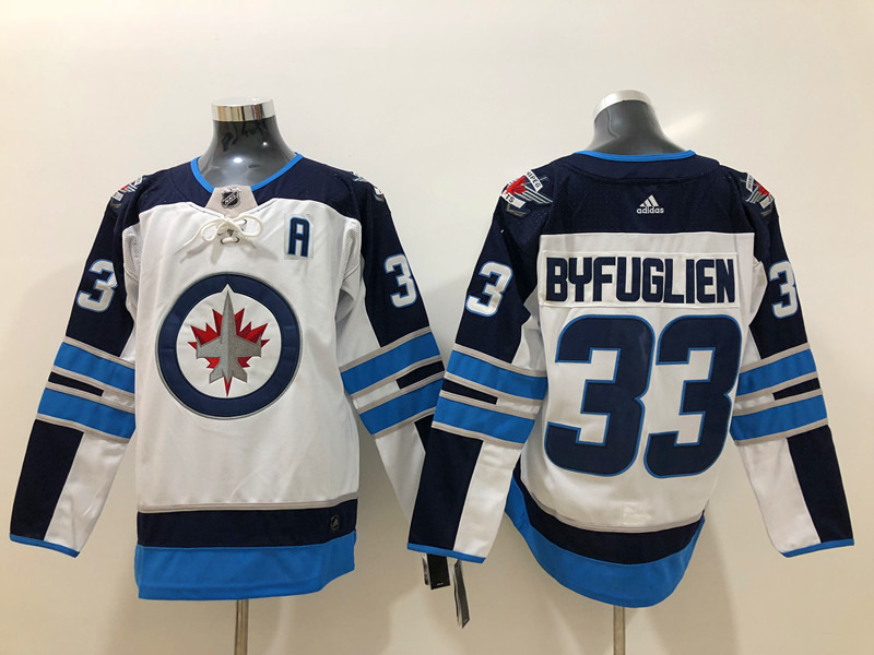 Men's Winnipeg Jets #33 Dustin Byfuglien adidas White Away Jersey Stitched