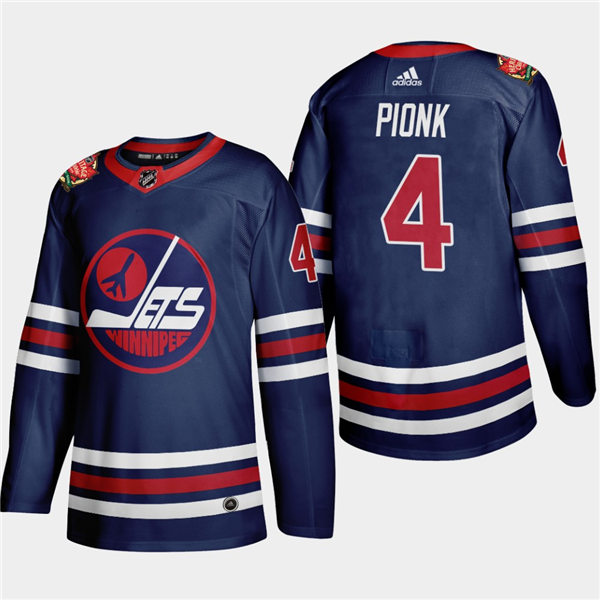 Men's Winnipeg Jets #4 Neal Pionk adidas 2019-20 Navy Heritage WHA Classic Jersey Stitched