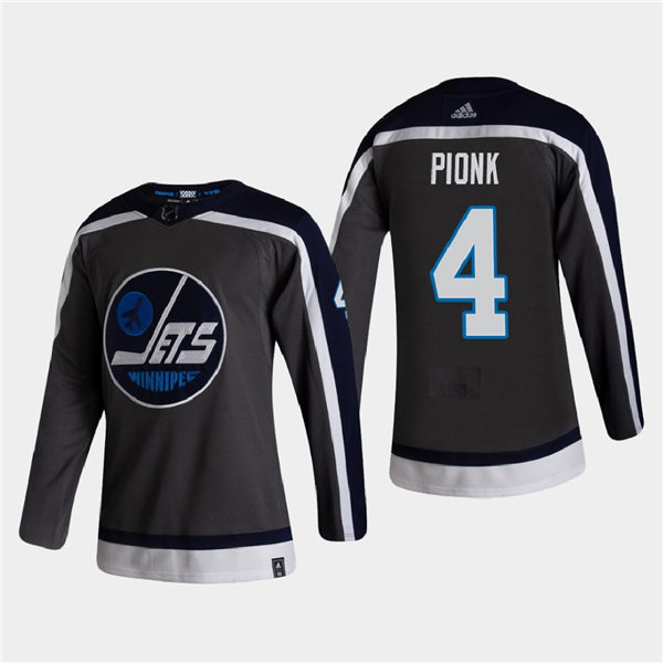 Men's Winnipeg Jets #4 Neal Pionk adidas Gray 2021 NHL Season Reverse Retro Stitched Jersey Stitched