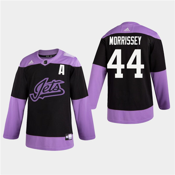 Men's Winnipeg Jets #44 Josh Morrissey Adidas Hockey Fights Cancer Practice Black Jersey Stitched