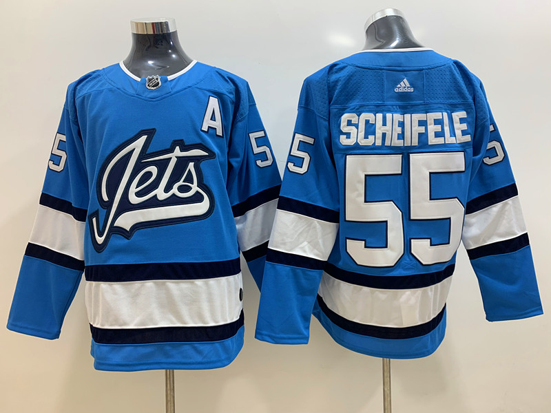 Men's Winnipeg Jets #55 Mark Scheifele adidas Blue Alternate Jersey Stitched