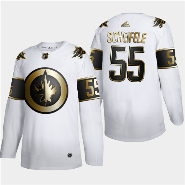 Men's Winnipeg Jets #55 Mark Scheifele adidas NHL Golden Edition White Authentic Jersey Stitched