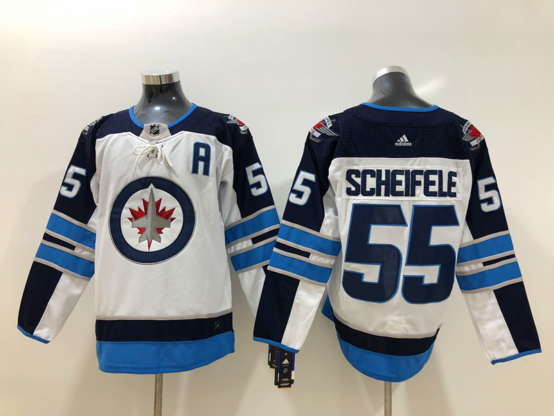 Men's Winnipeg Jets #55 Mark Scheifele adidas White Away Jersey Stitched
