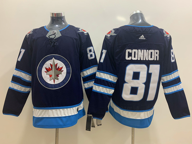 Men's Winnipeg Jets #81 Kyle Connor adidas Navy Home Jersey Stitched