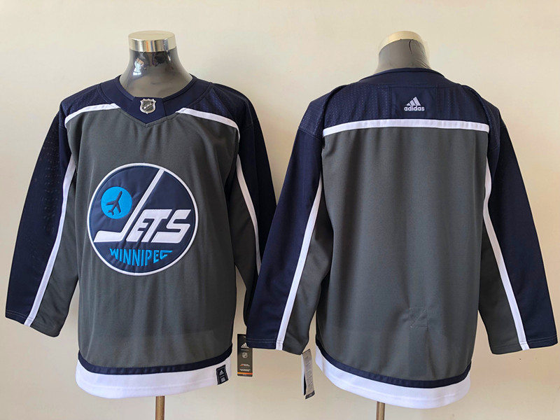 Men's Winnipeg Jets Blank adidas Gray 2021 NHL Season Reverse Retro Stitched Jersey Stitched