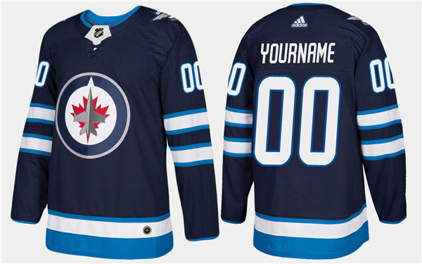 Men's Winnipeg Jets Custom Home Navy Adidas NHL Jersey Stitched