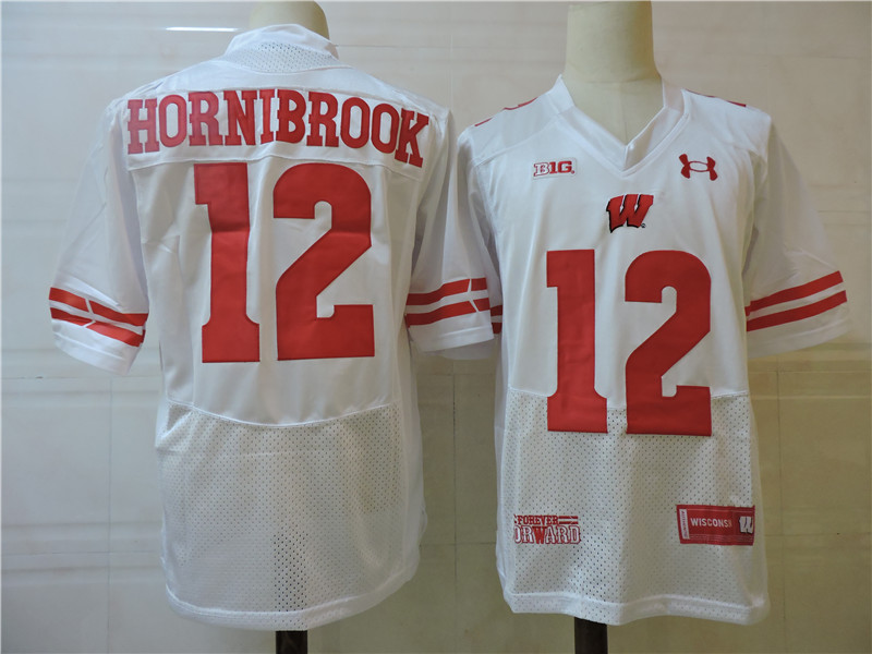 Men's Wisconsin Badgers #12 Alex Hornibrook Under Armour College Football Jersey - White