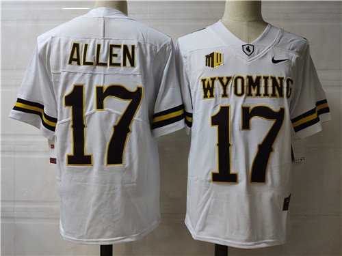 Men's Wyoming Cowboys #17 Josh Allen White Football Jersey -With Name