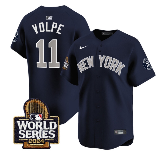 Men's Yankees 2024 World Series Vapor Premier Limited Jersey - All Stitched  ALTERNATE 11 ANTHONY VOLPE