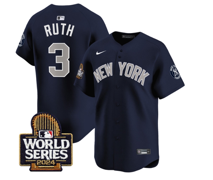 Men's Yankees 2024 World Series Vapor Premier Limited Jersey - All Stitched  ALTERNATE 3 BABE RUTH