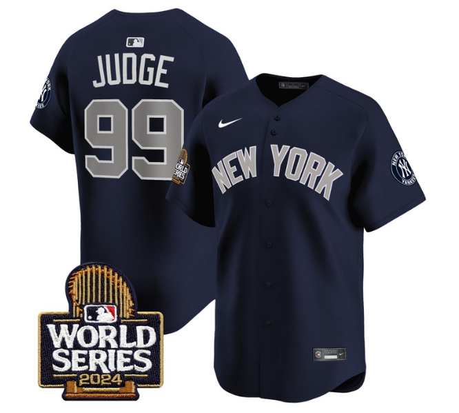 Men's Yankees 2024 World Series Vapor Premier Limited Jersey - All Stitched  ALTERNATE 99 AARON JUDGE