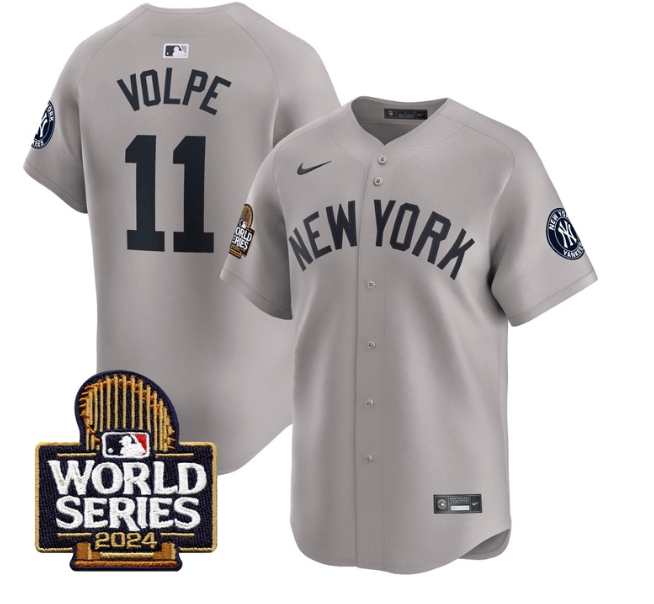 Men's Yankees 2024 World Series Vapor Premier Limited Jersey - All Stitched  GRAY