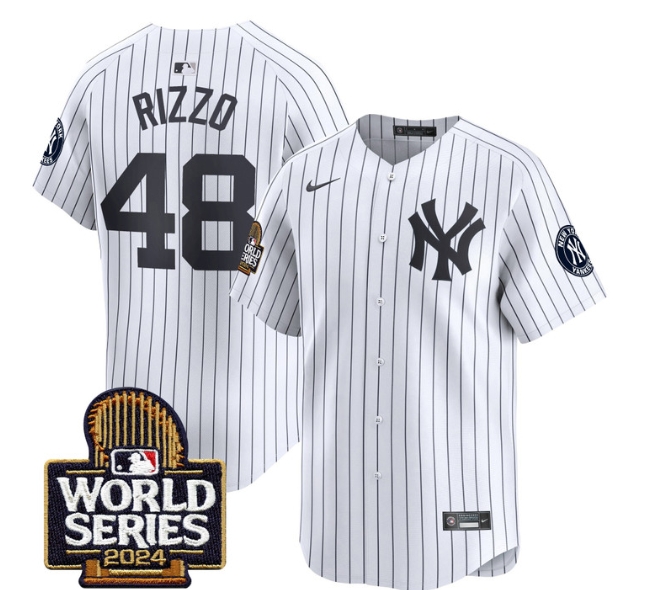 Men's Yankees 2024 World Series Vapor Premier Limited Jersey - All Stitched  WHITE 48 ANTHONY RIZZO