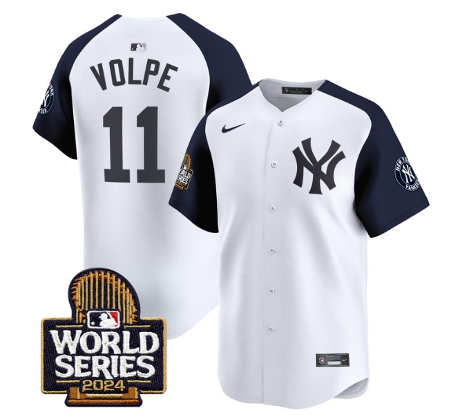 Men's Yankees 2024 World Series Vapor Premier Limited Jersey - All Stitched  WHITE ALTERNATE