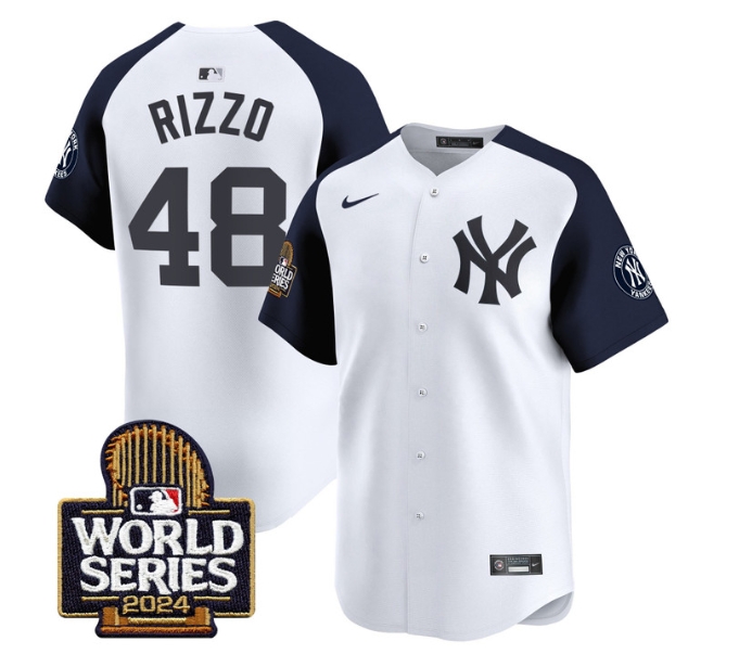 Men's Yankees 2024 World Series Vapor Premier Limited Jersey - All Stitched  WHITE ALTERNATE 48 ANTHONY RIZZO