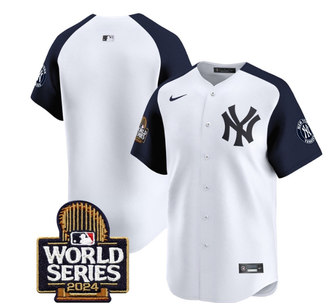Men's Yankees 2024 World Series Vapor Premier Limited Jersey - All Stitched  WHITE ALTERNATE Blank