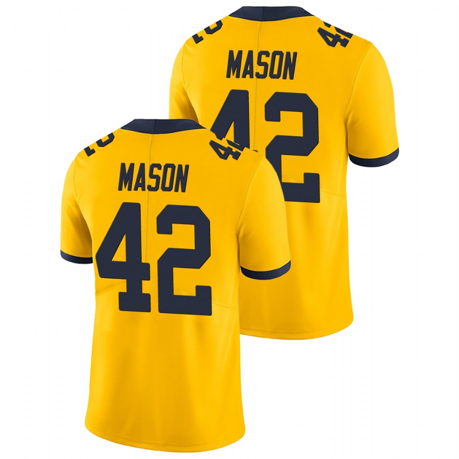 Men's Yellow Michigan Wolverines Ben Mason College Football Game Jersey
