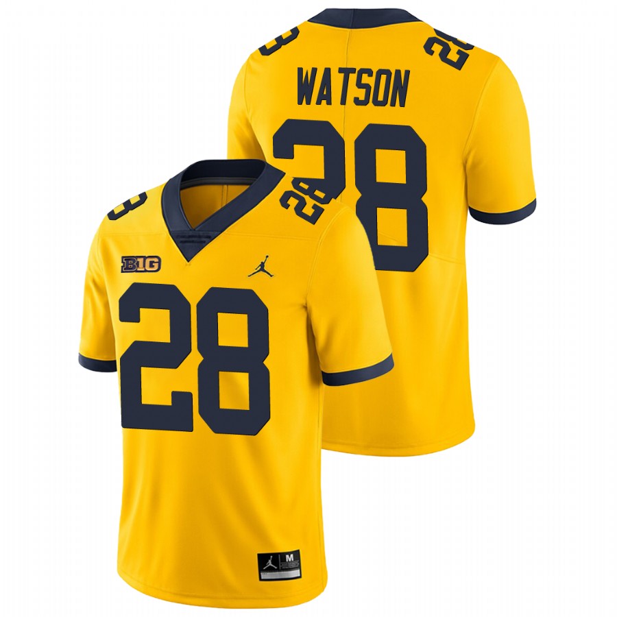 Men's Yellow Michigan Wolverines Brandon Watson Game College Football Jersey