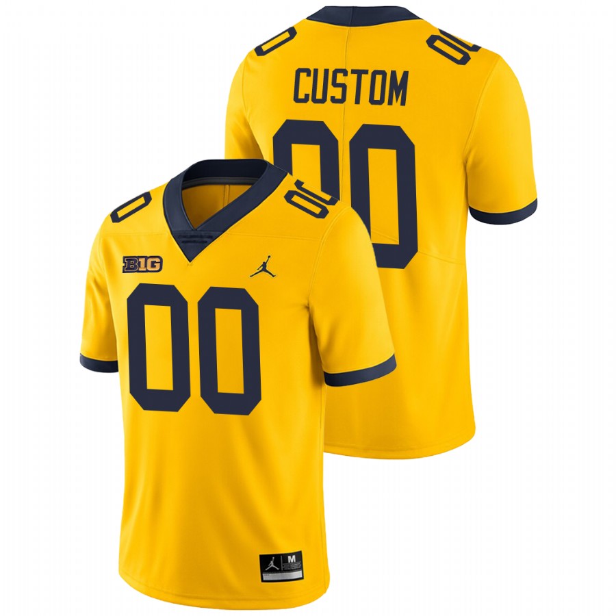 Men's Yellow Michigan Wolverines Custom College Football Alternate Game Jersey