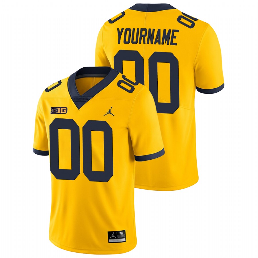 Men's Yellow Michigan Wolverines Custom Game College Football Jersey