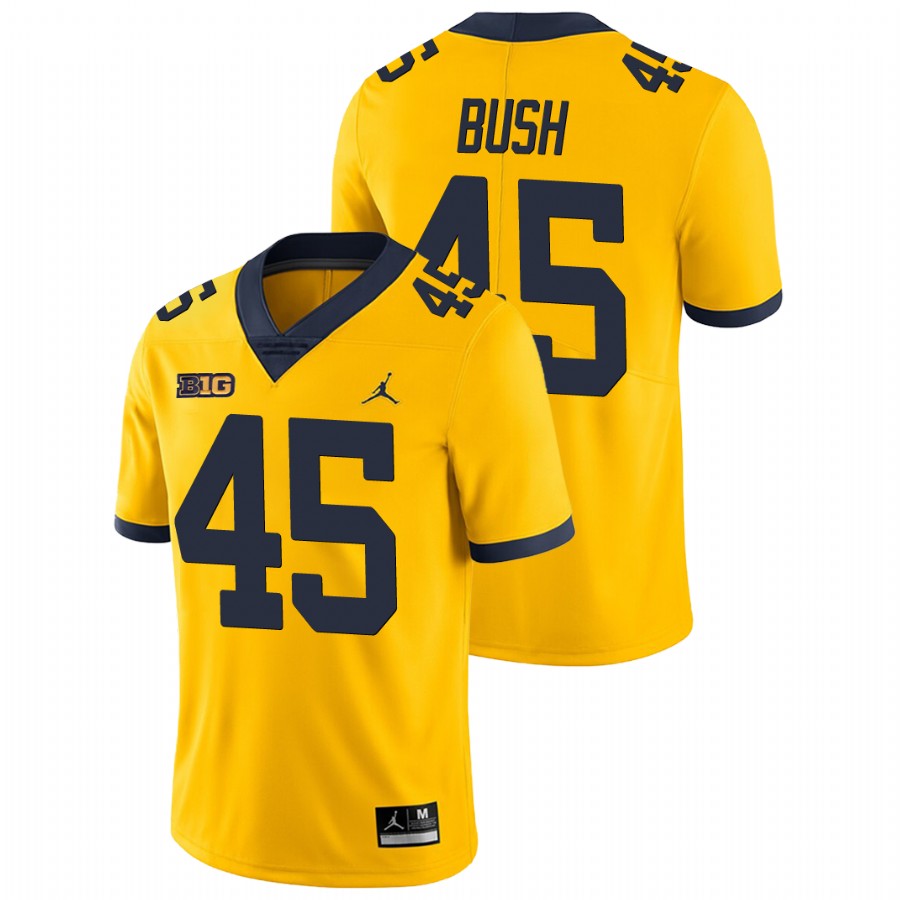 Men's Yellow Michigan Wolverines Peter Bush Game College Football Jersey