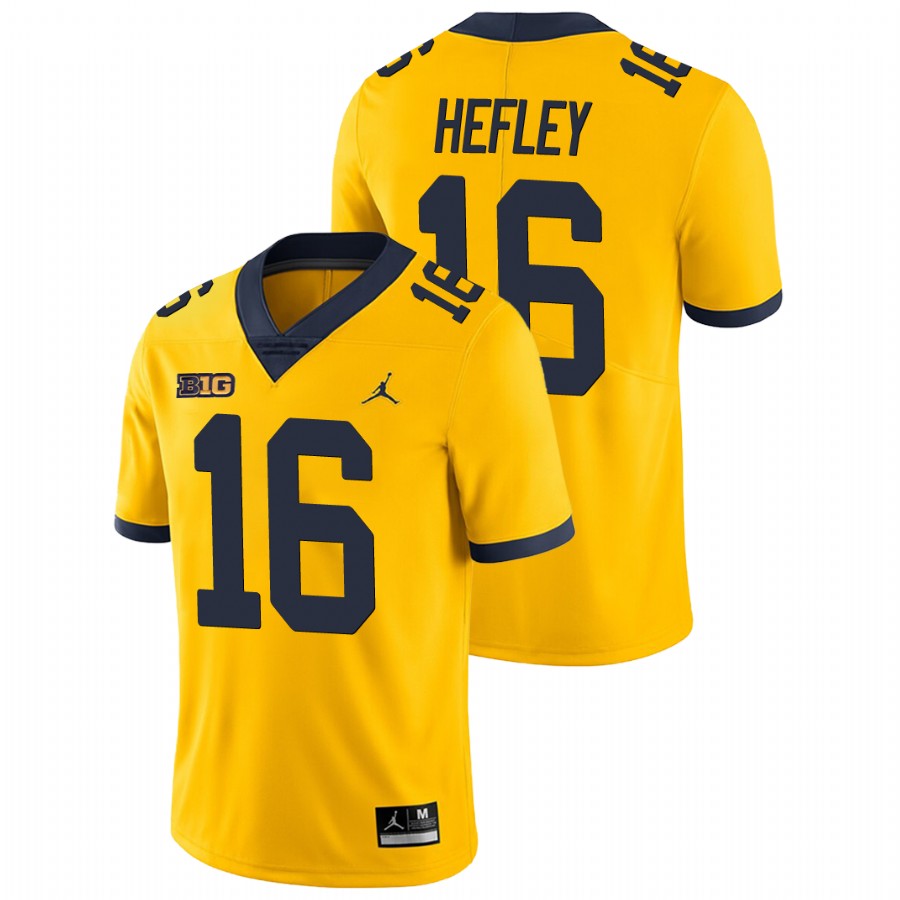 Men's Yellow Michigan Wolverines Ren Hefley Game College Football Jersey