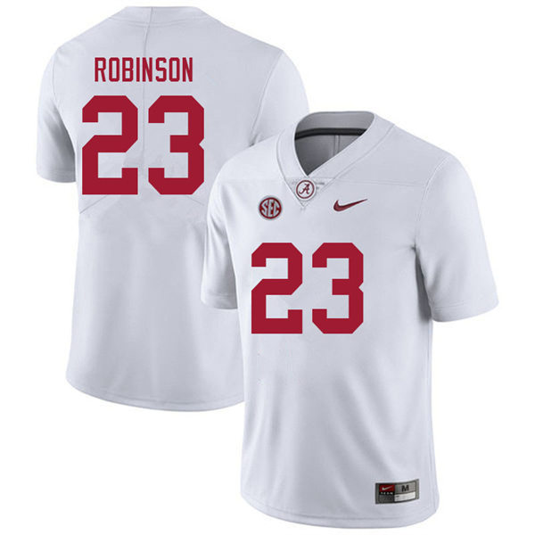 Men's Youth Alabama Crimson Tide #23 Jahquez Robinson White College Football Game Jerseys