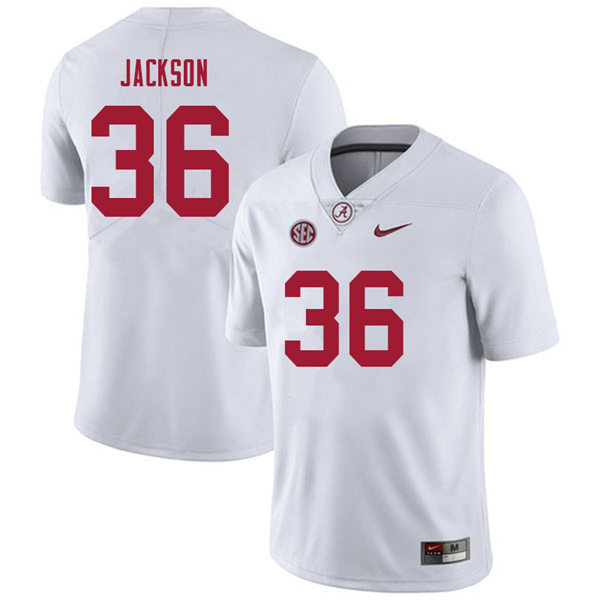 Men's Youth Alabama Crimson Tide #36 Ian Jackson White College Football Game Jerseys