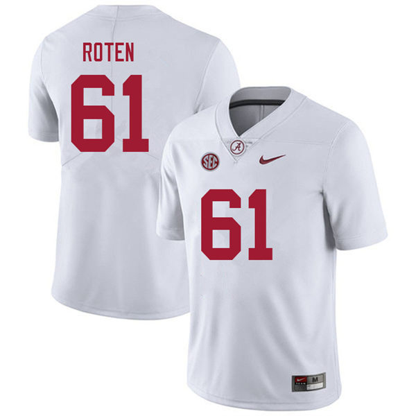 Men's Youth Alabama Crimson Tide #61 Graham Roten White College Football Game Jerseys