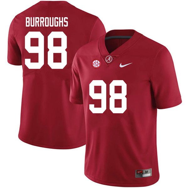 Men's Youth Alabama Crimson Tide #98 Jamil Burroughs Crimson College Football Game Jersey