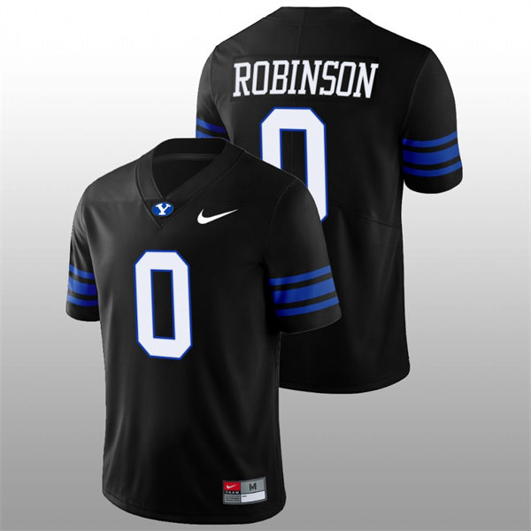 Men's Youth BYU Cougars #0 Jakob Robinson BYU Cougars 2022 Shamrock Series Black Football #0 Jersey 