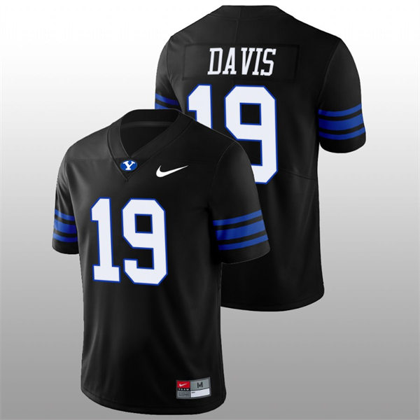 Men's Youth BYU Cougars #19 Miles Davis BYU Cougars 2022 Shamrock Series Black Football #19 Jersey 