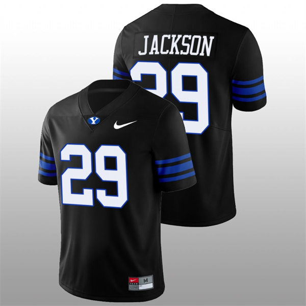 Men's Youth BYU Cougars #29 Chris Jackson BYU Cougars 2022 Shamrock Series Black Football #29 Jersey 