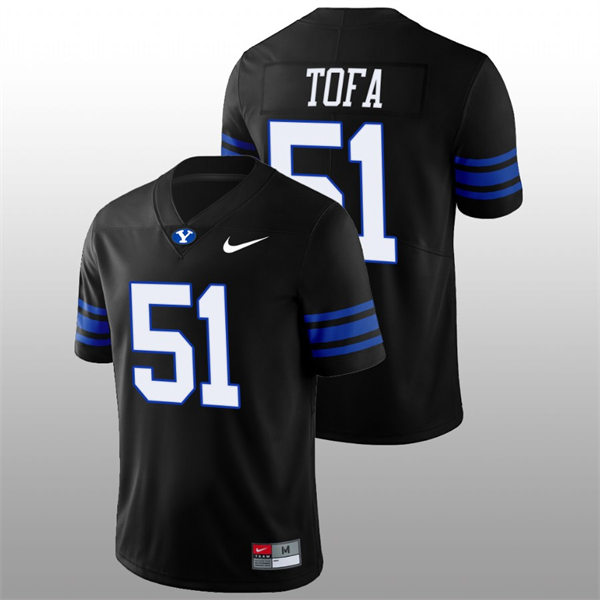 Men's Youth BYU Cougars #51 Alden Tofa BYU Cougars 2022 Shamrock Series Black Football #51 Jersey 