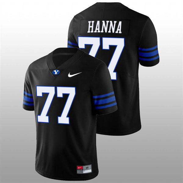 Men's Youth BYU Cougars #77 Donovan Hanna BYU Cougars 2022 Shamrock Series Black Football #77 