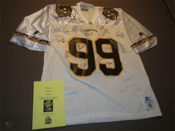 Men's Youth CFL Hamilton Tiger-Cats Custom 1999 White Football Jersey
