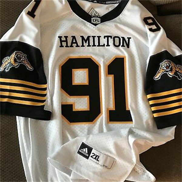 Men's Youth CFL Hamilton Tiger-Cats Custom 2019 New Era White Football Jersey