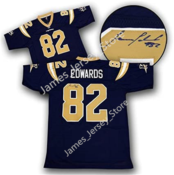 Men's Youth CFL Winnipeg Blue Bombers #82 EDWARDS Navy Football Jersey